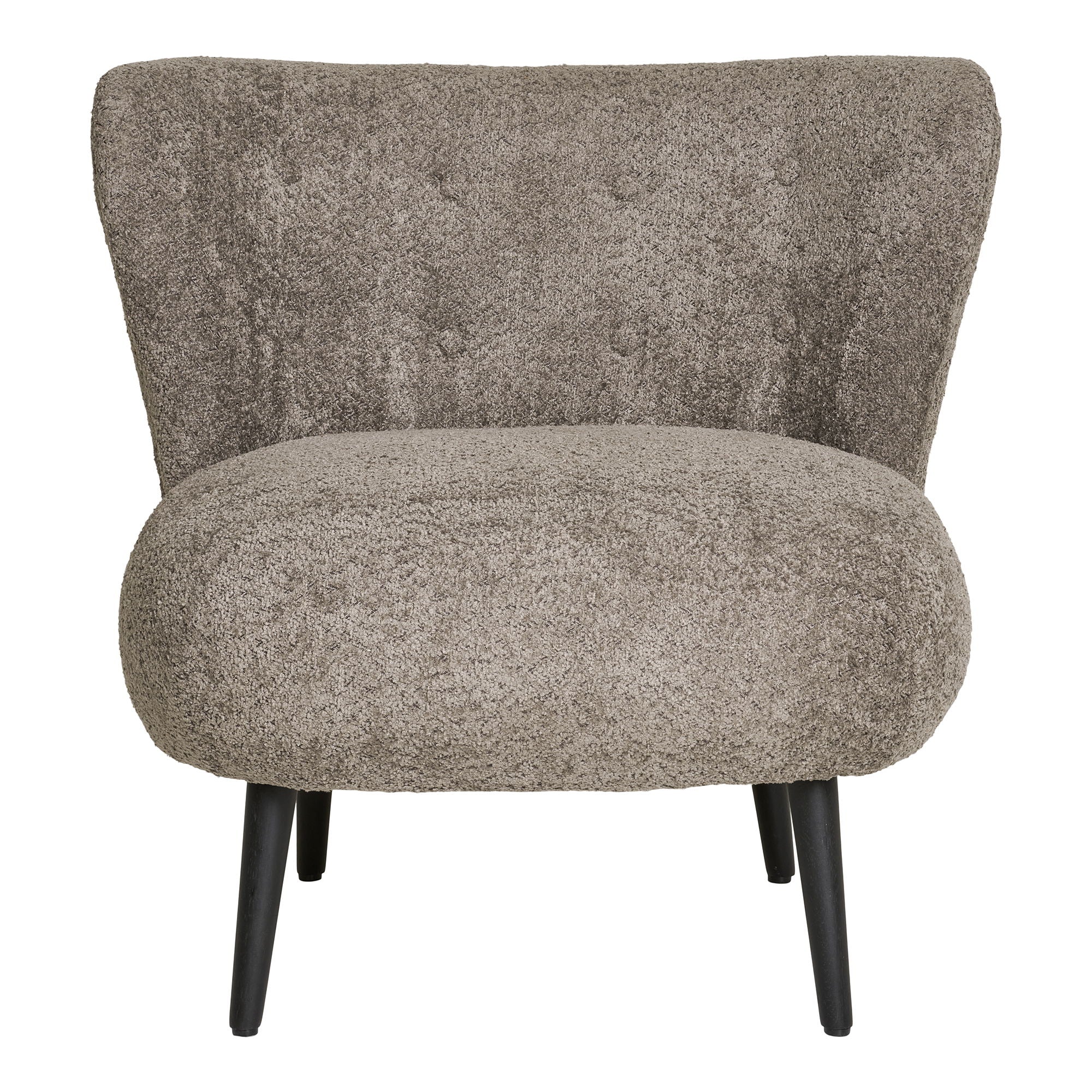 Covelo – Loungesessel in Bouclé, braun mit schwarzen Beinen, 78×70×73 cm